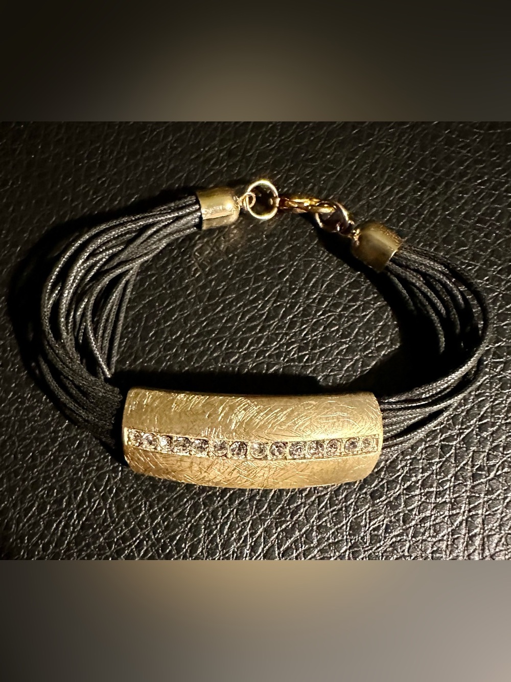 Gold-Tone Bar Bracelet with Clear Crystal Accent - Women's Jewelry